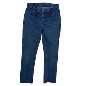 NYDJ Marilyn Straight Jeans Women's Size 6 Embroidered Back Pockets Mid Rise